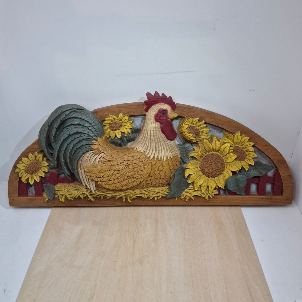 Home Interiors Rooster Sunflower Wall Plaque Vintage Farmhouse Decor 1649 22.5in